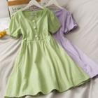 Square-neck Argyle Mini Dress