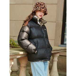Snug Club Reversible Leopard-fleece Padded Jacket Black - One Size