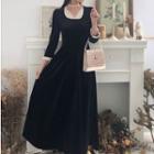 Panel Trim Long-sleeve Maxi Dress