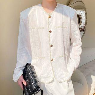 Contrast Trim Button-up Light Jacket