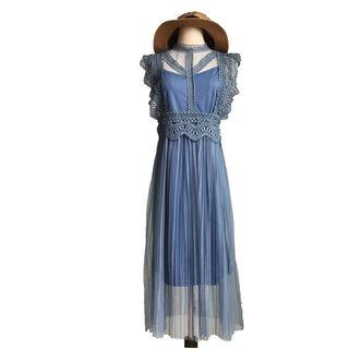 Set: Mesh Midi Tank Dress + Slipdress