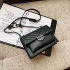 Faux Leather Paneled Crossbody Bag Black - One Size