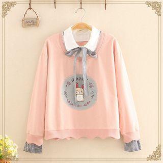 Rabbit Printed Mock Two Piece Hoodie