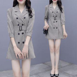 Double-breasted Checked Blazer Dress