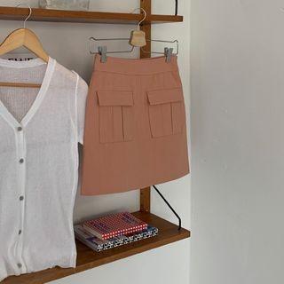 Flap-pocket A-line Miniskirt
