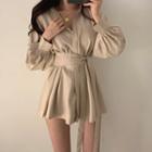 Puff-sleeve Tie Waist Shirt