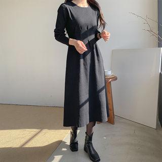 Tie-waist Knit Dress Black - One Size