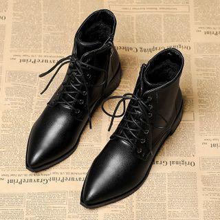 Pointed Platform Lace Up Short Boots