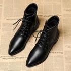 Pointed Platform Lace Up Short Boots