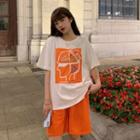 Short-sleeve Print T-shirt / Straight Leg Shorts / Sweatpants