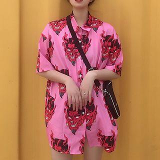 Short-sleeve Devil Print Shirt