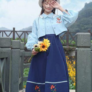 Set: Embroidered Jacket + Sleeveless Panel Dress