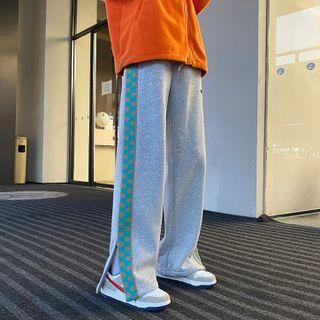 Smiley Face Print Panel Wide-leg Pants