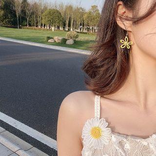 Floral Drop Earring 1 Pair - Hook Earrings - Flower - Yellow - One Size