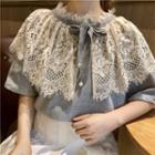 Elbow-sleeve Lace Capelet T-shirt