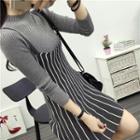 Striped Strappy A-line Knit Dress