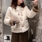 Furry Bow Buttoned Jacket