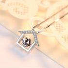 925 Sterling Silver Rhinestone House Pendant Pendant - White Gold Plating - One Size
