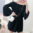 Off Shoulder Long-sleeve Chiffon Playsuit