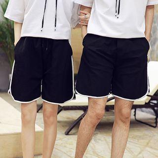 Couple Matching Piped Sports Shorts