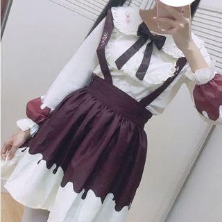 Suspender Skirt / Bow Neck Shirt