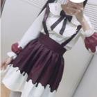 Suspender Skirt / Bow Neck Shirt