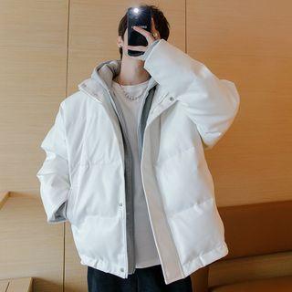 Mock Two Piece Stand Collar Woolen Coat