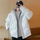 Mock Two Piece Stand Collar Woolen Coat