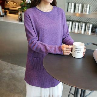 Pocket-front Wool Blend Sweater