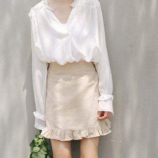 Ruffled Mini A-line Skirt