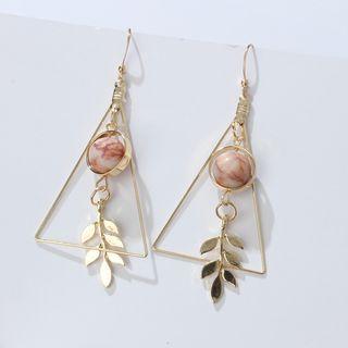 Marble Bead & Triangle Dangle Earring Leaf - One Size