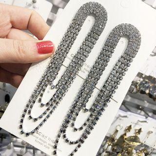 Rhinestone Layered Loop Earring As Shown In Figure - One Size