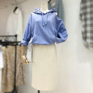Set: Cold Shoulder Hoodie + Midi Skirt / Cold Shoulder Hoodie / Midi Skirt