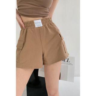Elastic High-waist Cargo Shorts