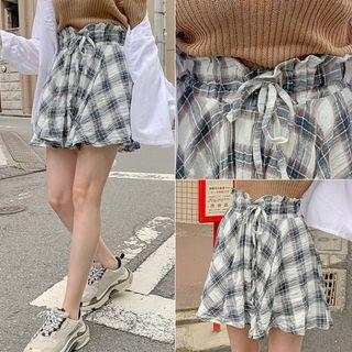 Plaid-check A-line Shorts