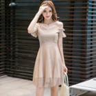 Cold Shoulder Sequined A-line Dress