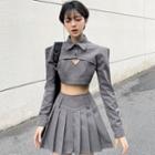 Crop Camisole Top / Crop Blazer / A-line Skirt / Set