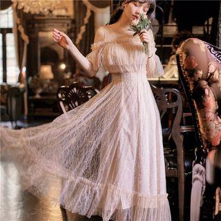 Cold-shoulder Maxi Mesh Dress