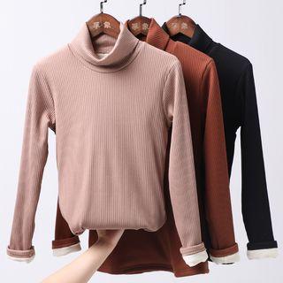 Fleece-lined Turtleneck Long-sleeve T-shirt