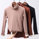 Fleece-lined Turtleneck Long-sleeve T-shirt
