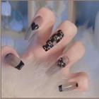 Heart Pointed Faux Nail Tips Z178 - Black - One Size