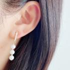 Faux Pearl Dangle Earring 1 Pair - Clip On Earring - White Faux Pearl - Gold - One Size
