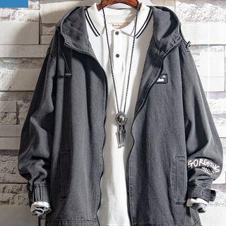 Lettering Hood Denim Jacket