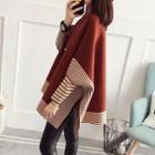 Turtleneck Stripe-detail Cape