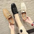 Square Toe Faux Leather Lace-up Shoes