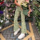 High-waist Floral Boot-cut Pants