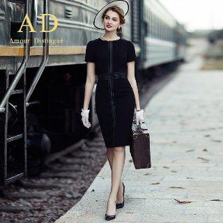 Long/short-sleeve Stitched Sheath Dress