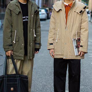 Embroidered Hooded Zip-up Cargo Jacket