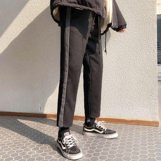 Straight-fit Colored Trim Cropped Pants