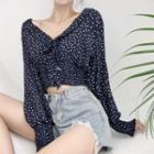 Dotted Cropped Long-sleeve Top